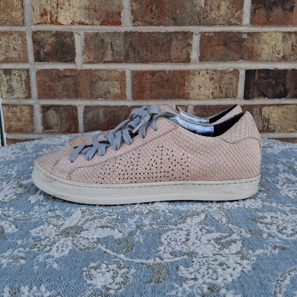 🪱 P448 John Prince Pink Python Snake Print Low Top Sneakers Sz.38/7.5 - Picture 5 of 16